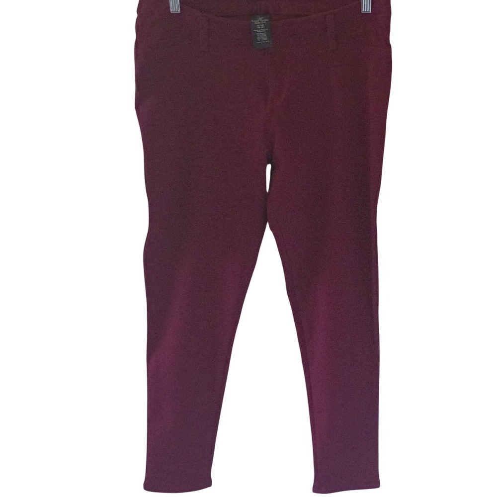 Teacher Pants Womens Stretch  Size 16 Burgundy Skinny Leg‎ Trousers Maroon XL
